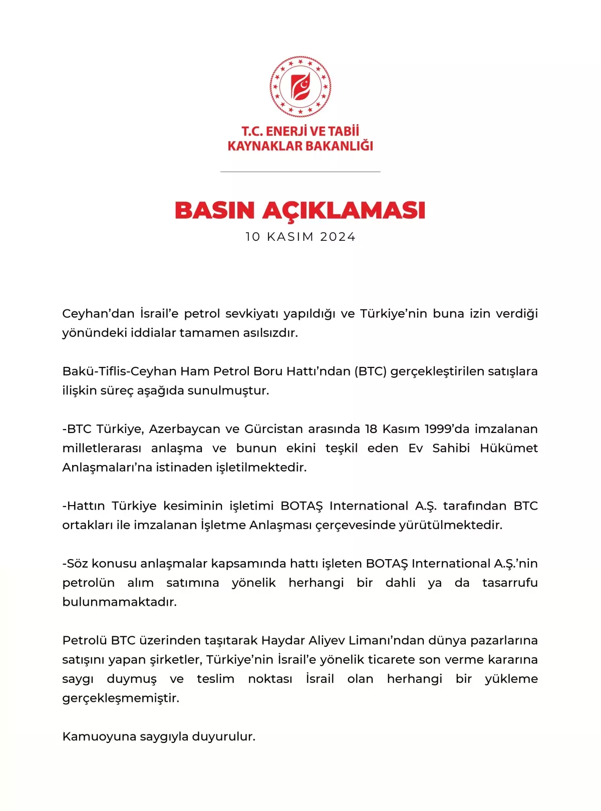 Bakanlıktan Petrol İddialarına Yanıt